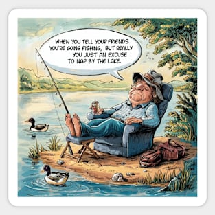 Fishing Humor Nap Lover Sticker